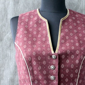 Vintage red wine dirndl vest Trachten waistcoat for women  Cottagecore clothing oktoberfest costume