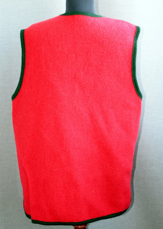 Vintage embroidered dirndl vest size XL Red green… - image 8