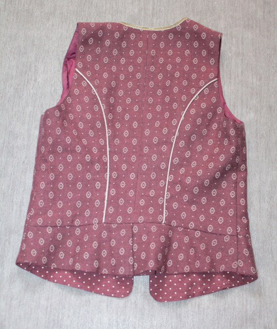 Vintage red wine dirndl vest Trachten waistcoat f… - image 10