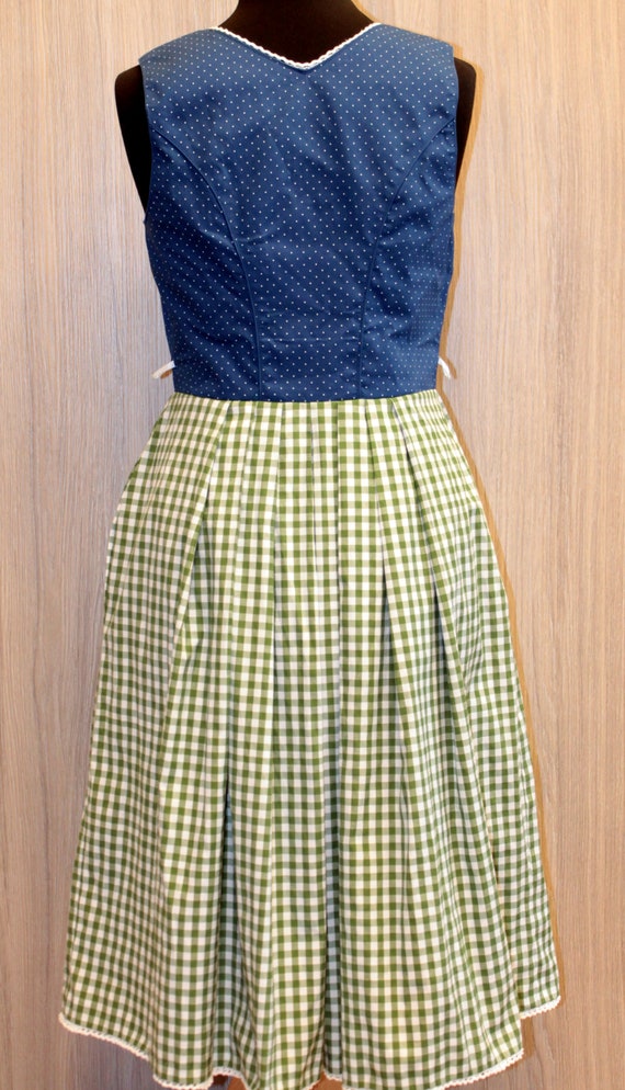 Vintage blue green white dirndl dress Austrian si… - image 10