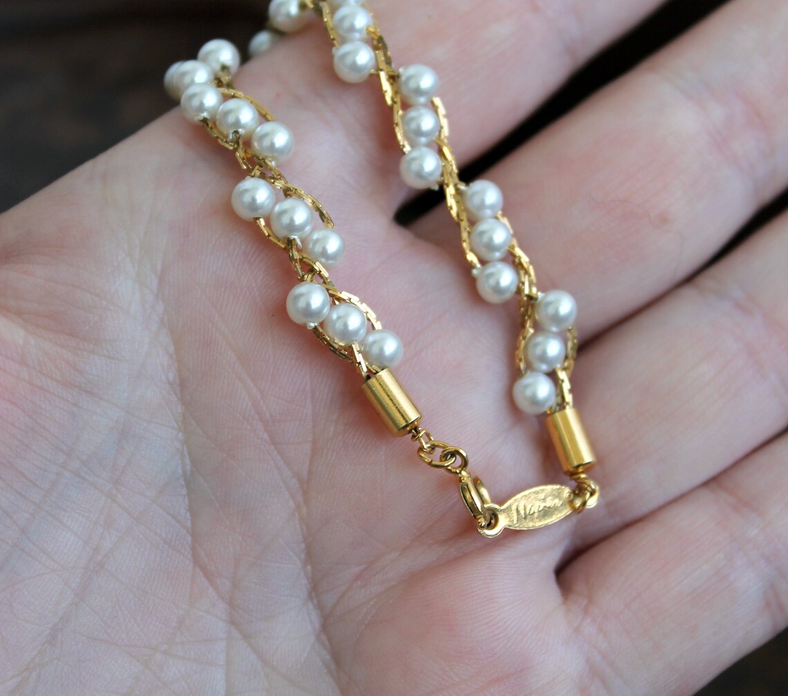 Vintage Napier twist pearl necklaces for women Wrapped gold Etsy