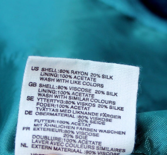 Vintage turquoise silk blend velvet jacket with t… - image 10