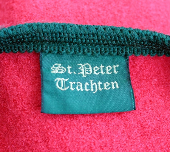 Vintage embroidered dirndl vest size XL Red green… - image 9