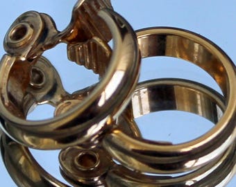 Vintage huggie hoops clip on earrings Jewelry gift for grammy Tiny non pierced earrings