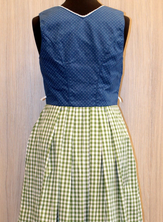 Vintage blue green white dirndl dress Austrian si… - image 5