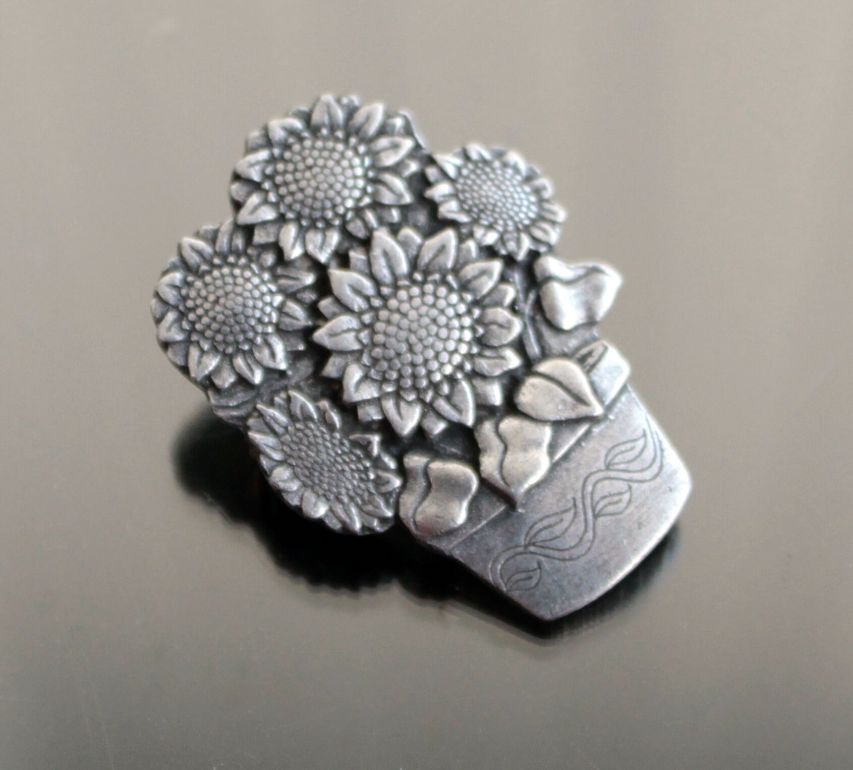Pot De Fleurs Rétro En étain – Motif Marguerite Gaufré, Style Vintage Avec Poignée