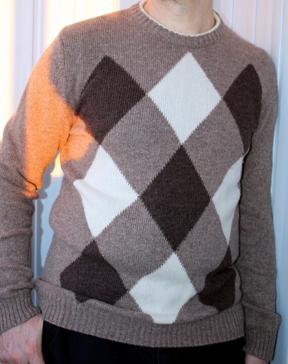 brown argyle jumper