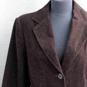 Vintage brown velveteen jacket size L-XL Chocolate brown velvet blazer women 90s Dark academia clothing Office outfit