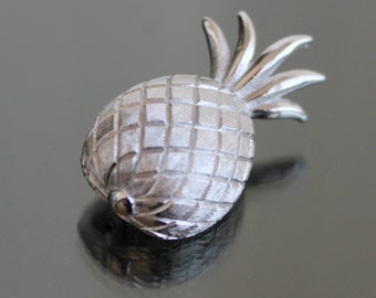 Vintage Ananas Pin Krone Trifari Brosche silber Ton Obst Schmuck