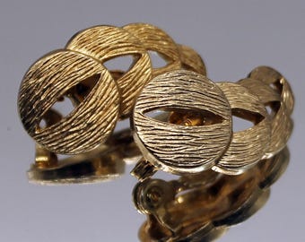 Vintage Monet clip on earrings gold tone Graduated earrings Geometric jewelry gift for wife
