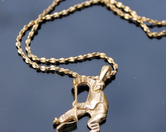 Vintage Hockeyspieler Halskette Goldton Muttertag Schmuck Hockey Mom Geschenke
