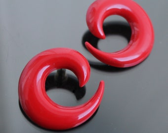 Brincos vintage de esmalte vermelho com redemoinho Curvo Joias modernistas para mulheres