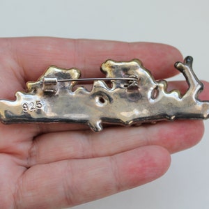 Broche de dos ranas de plata de ley vintage, regalo de joyería Goblincore para amigos, pin de figura animal imagen 5
