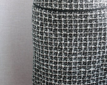 Jupe en tweed vintage femme taille M Mini-jupe à carreaux noir et blanc vêtements de l'an 2000