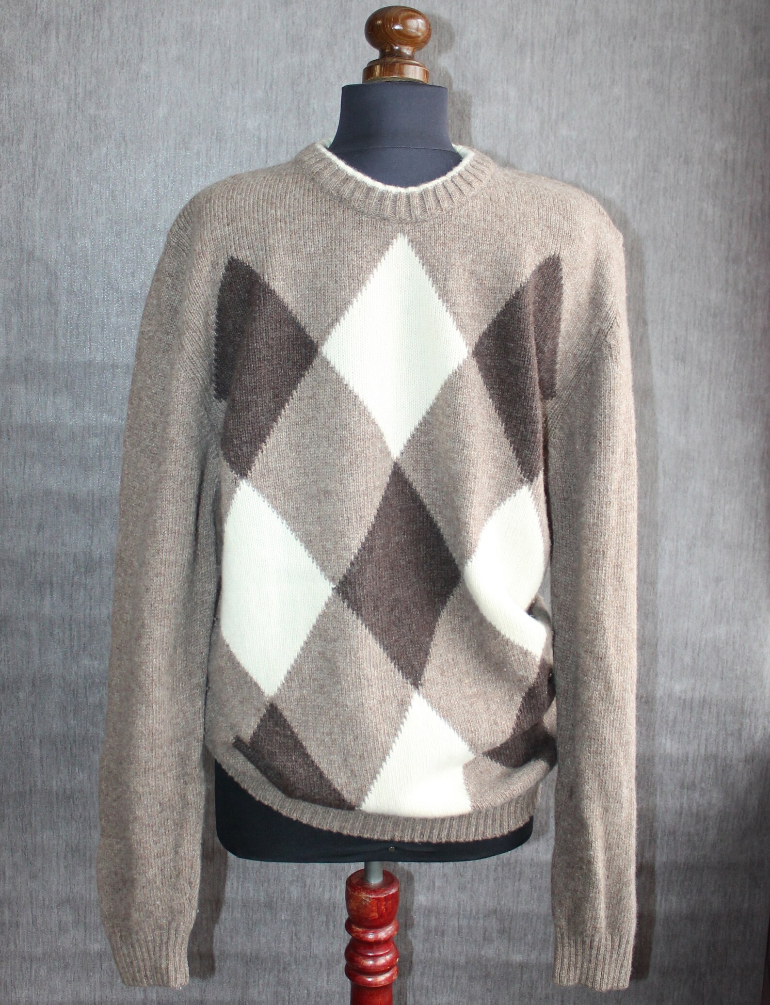 Vintage brown argyle sweater Wool jumper men Dark academia | Etsy