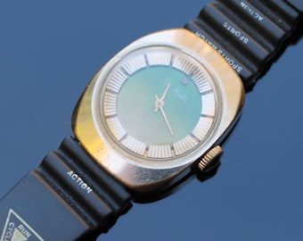 Vintage green gold automatic watch SLAVA gold tone 1980's USSR Mechanical watches for women Retro gift for her