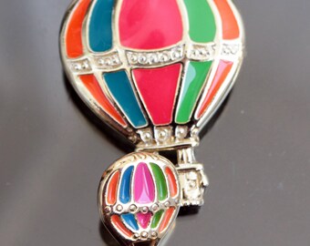 Ensemble de gouttes de montgolfière vintage ton doré Épingles en émail aérostat rouge vert bleu orange Bijoux soeur non biologique