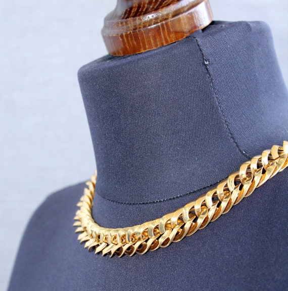 Vintage Gold Curb Link Chain Necklace Costume Jewelry Napier