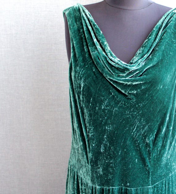 slim fit dress slacks Cowl Neck 50s Open Back Vintage Emerald Green Dress main image 0