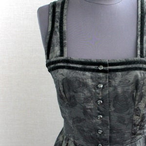 Vintage dirndl dress size m Austrian Cottagecore clothing summer Black bronze floral trachten dress