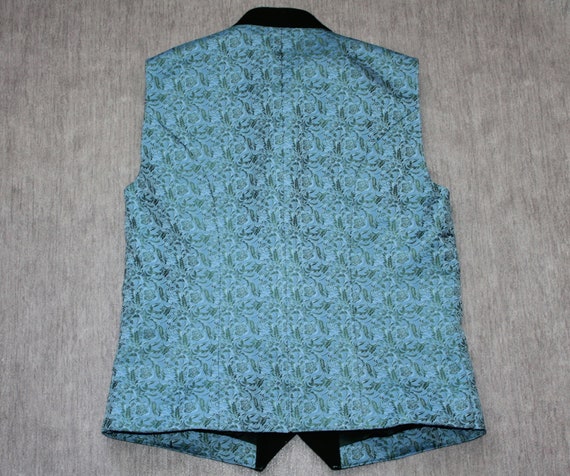 Vintage blue green dirndl vest Corset silk blend … - image 6