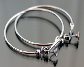 Vintage Napier clip on earrings Large thin hoop earrings silver tone Jewelry gifts idea for sister