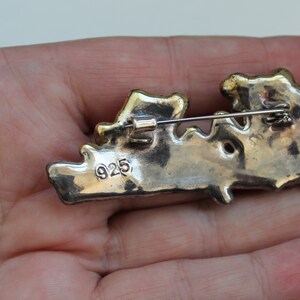 Broche de dos ranas de plata de ley vintage, regalo de joyería Goblincore para amigos, pin de figura animal imagen 9