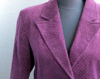 veste vintage en velours violet taille M blazer à pois velours des années 90 vêtements femme tenue de bureau