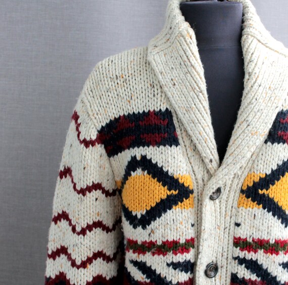 Vintage Chunky Knit Cardigan for Men 