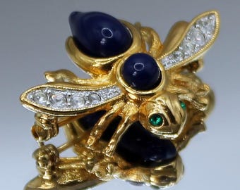 Vintage Broche abeille en strass Joan Rivers, épingle plaquée or - Canada