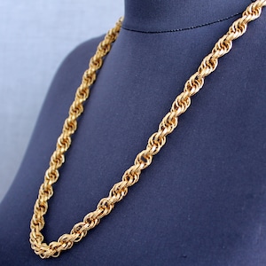 Vintage Monet necklace Twisted rope chain necklace gold tone Brutalist jewelry for women