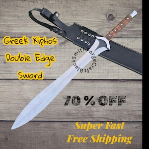 29’’ Inch Greek Xiphos Sword Replica Hand Crafted Full Tang Double Edge Blade. Gift for Him, Father Day Gift