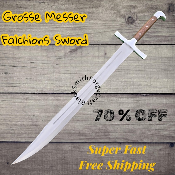 Handcrafted Grosse Messer Falchion Replica Sword: Full Tang Steel