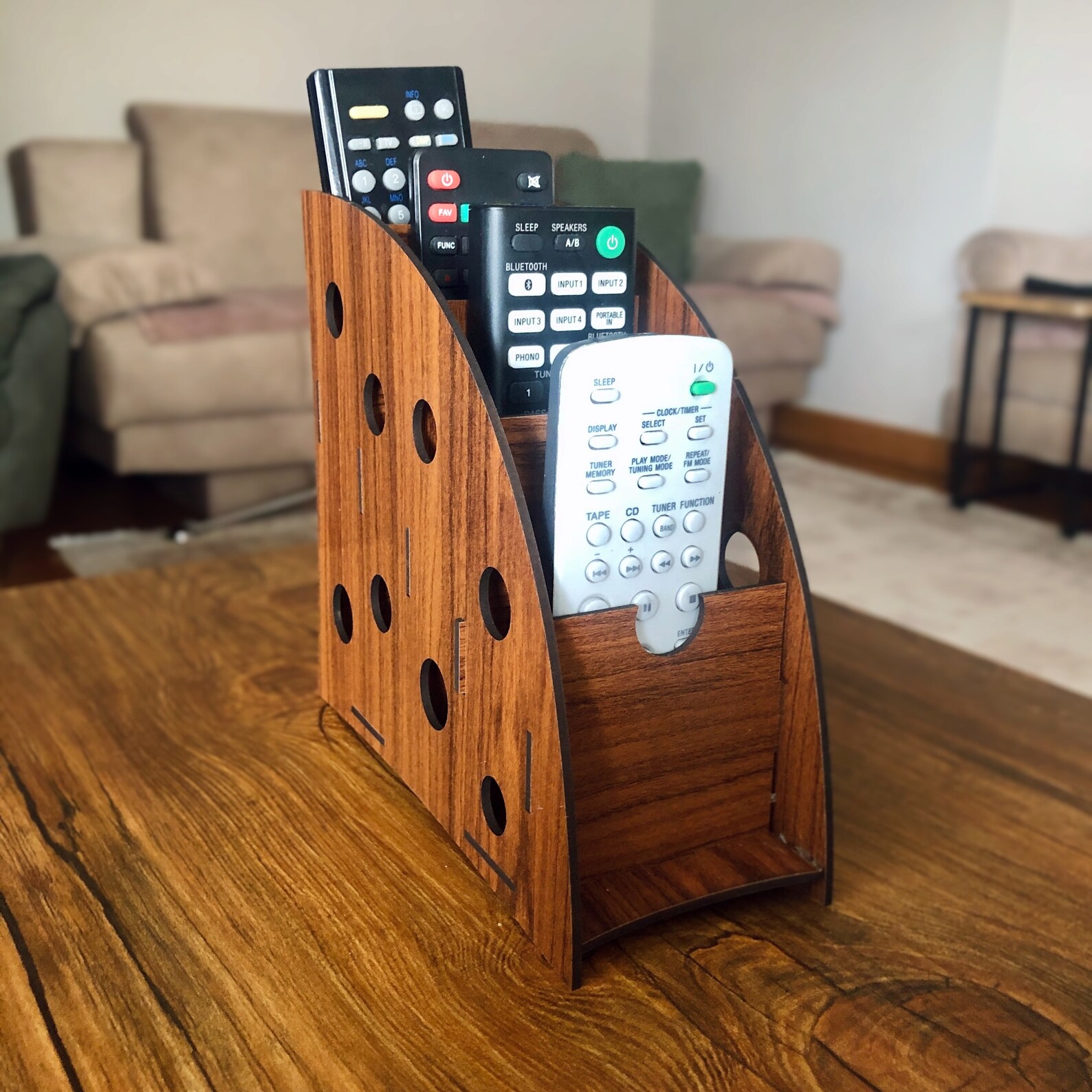 Remote Control Organizer Box Wood Plexi Glass Etsy