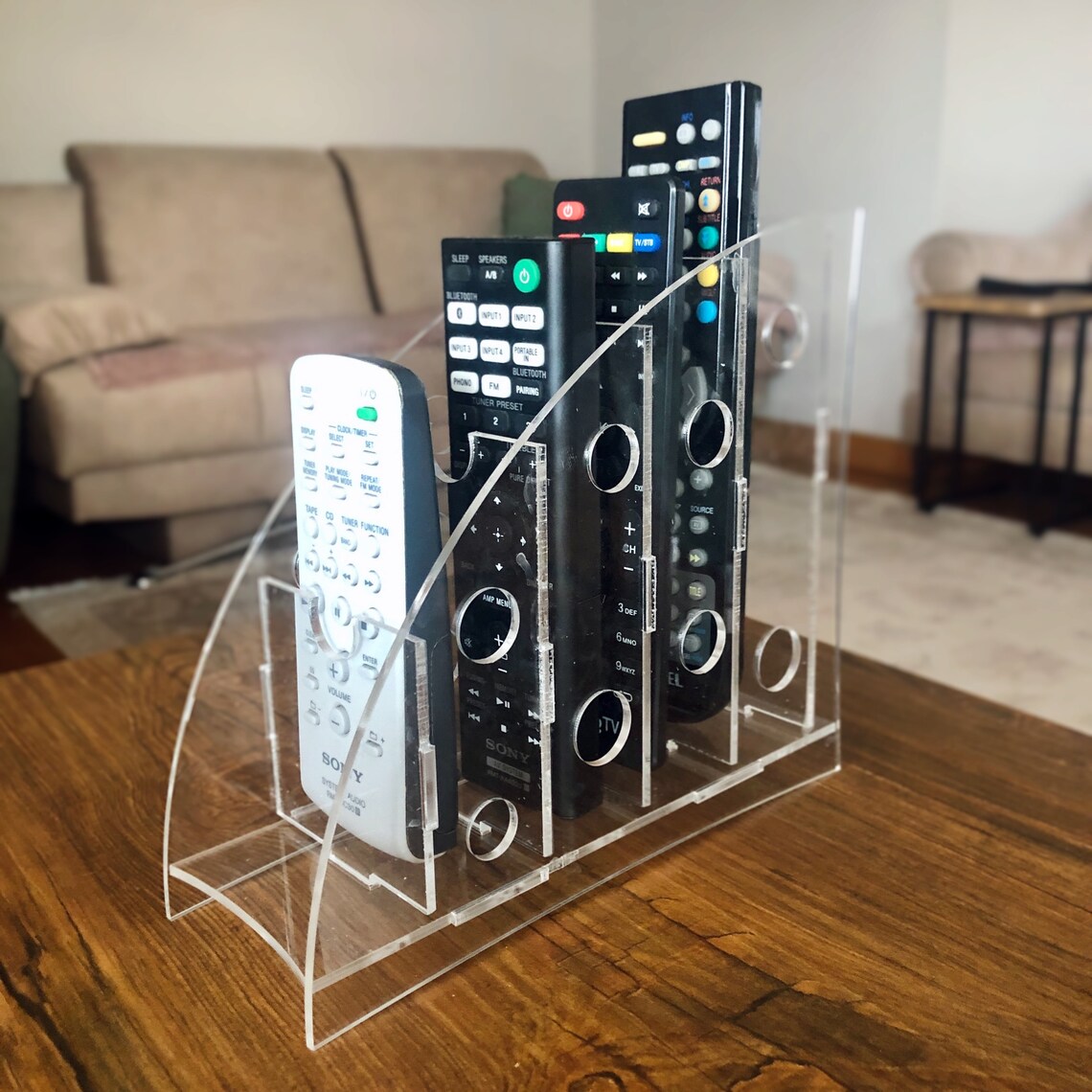 Remote Control Organizer Box Wood Plexi Glass Etsy