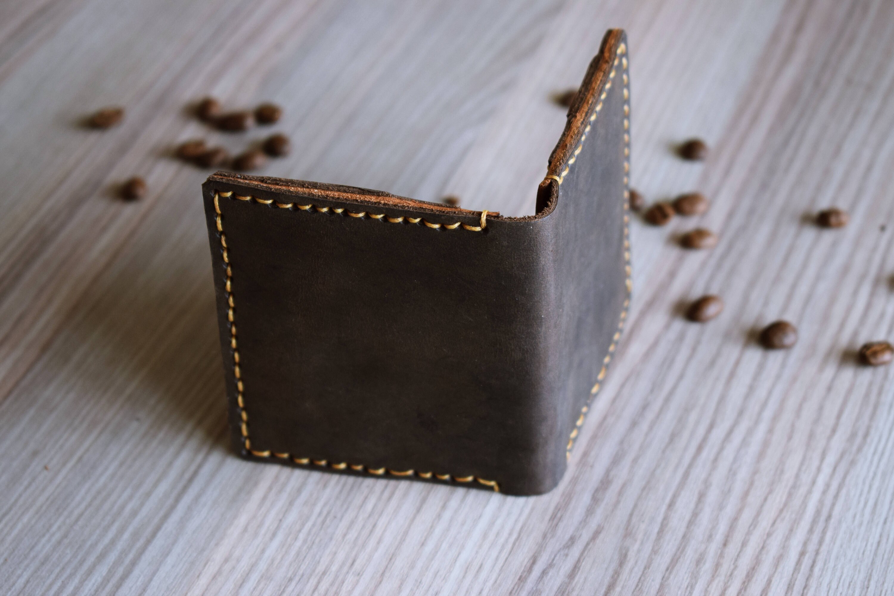 Leather Folding Card Holder for Men Handmade Bifold Credit Etsy