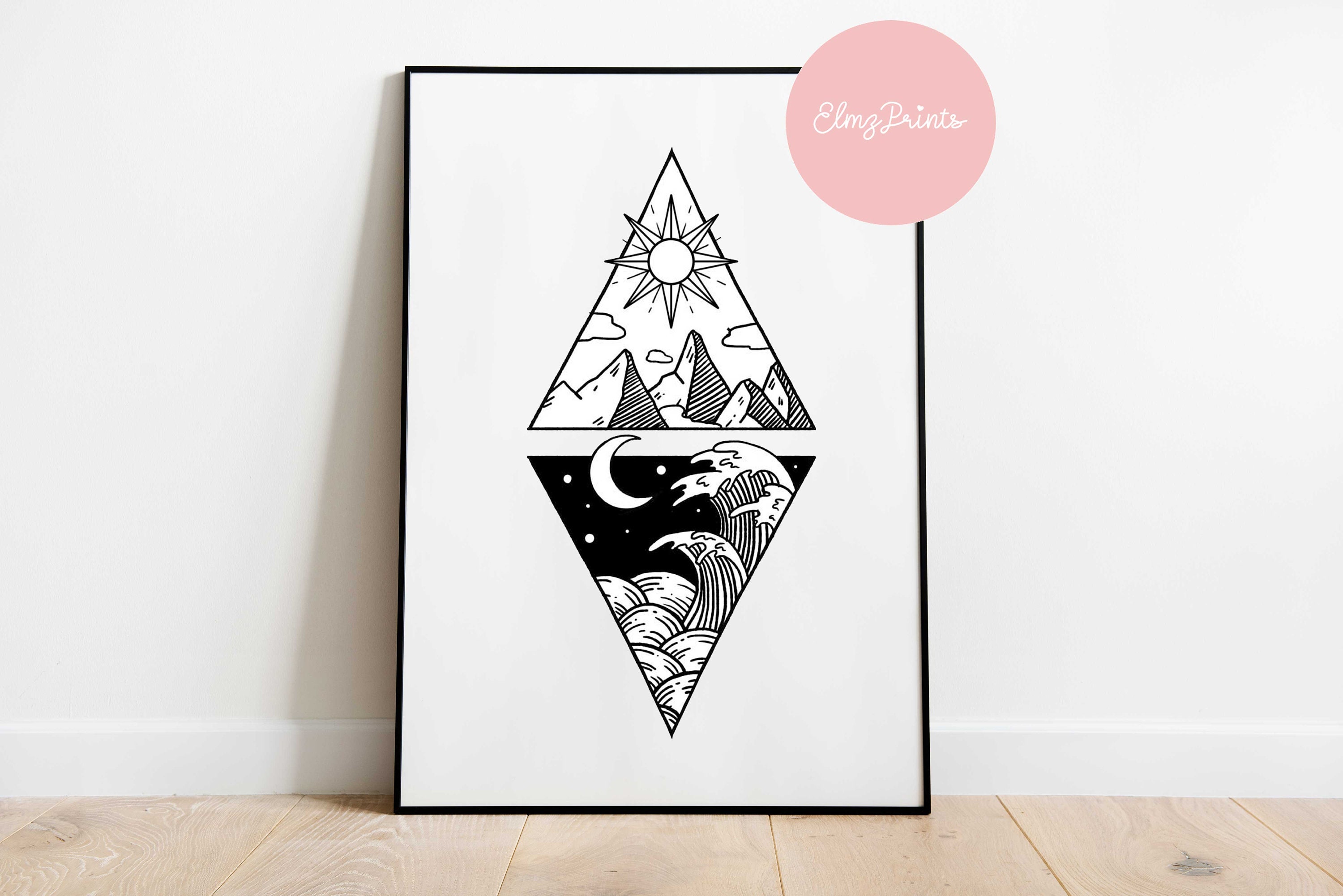 Geometric Print A4 Prints Poster Black and White Etsy