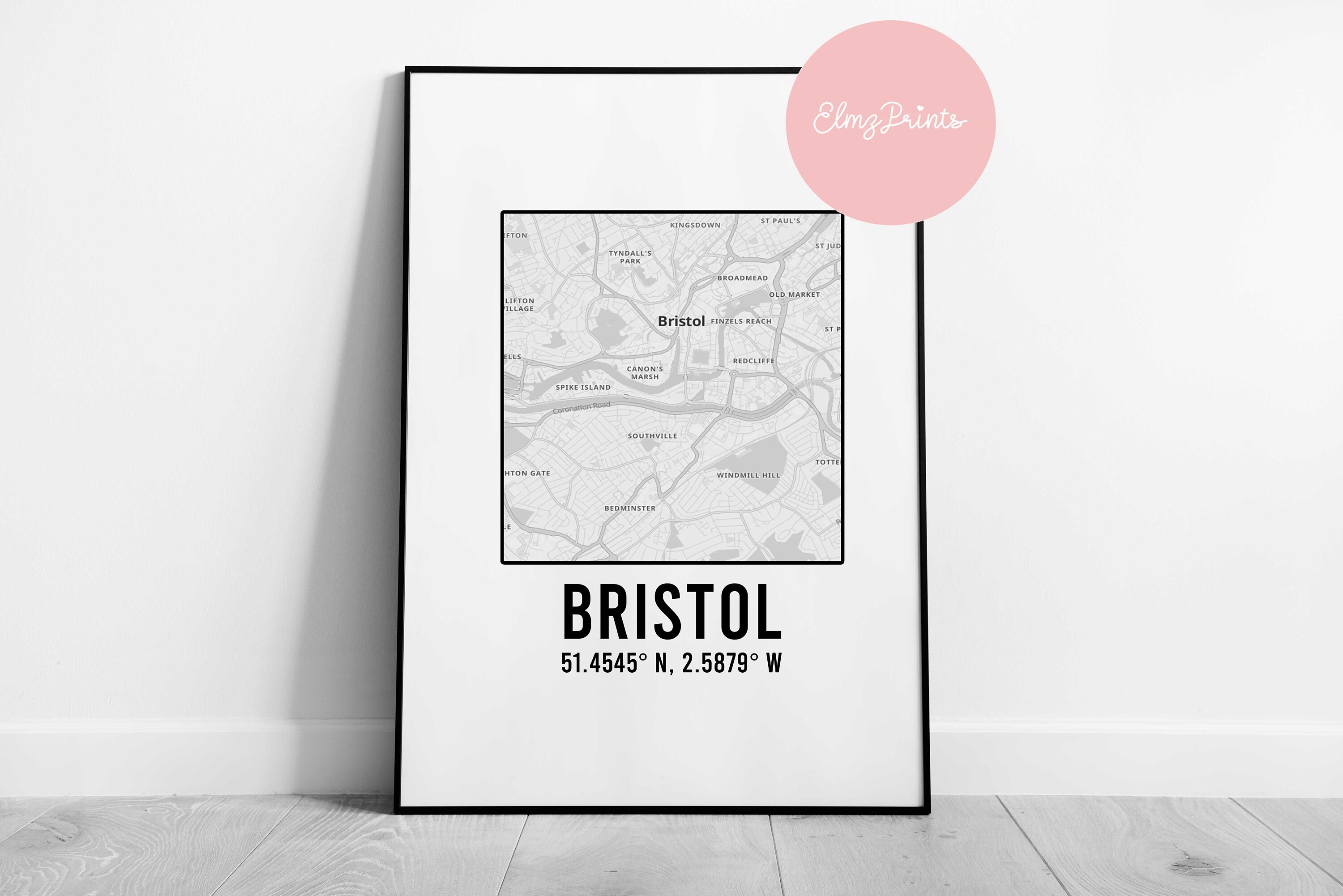 Bristol Wall A4 Print Map Bristol Road Printable Gift Art | Etsy