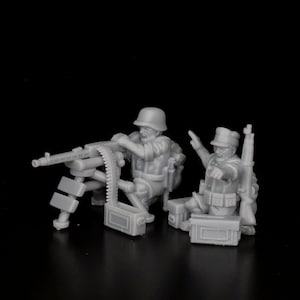 MG-42 Team| German Army WW2 | Africa Korps | 2x miniatures | 3D Breed Miniatures | 15mm scale