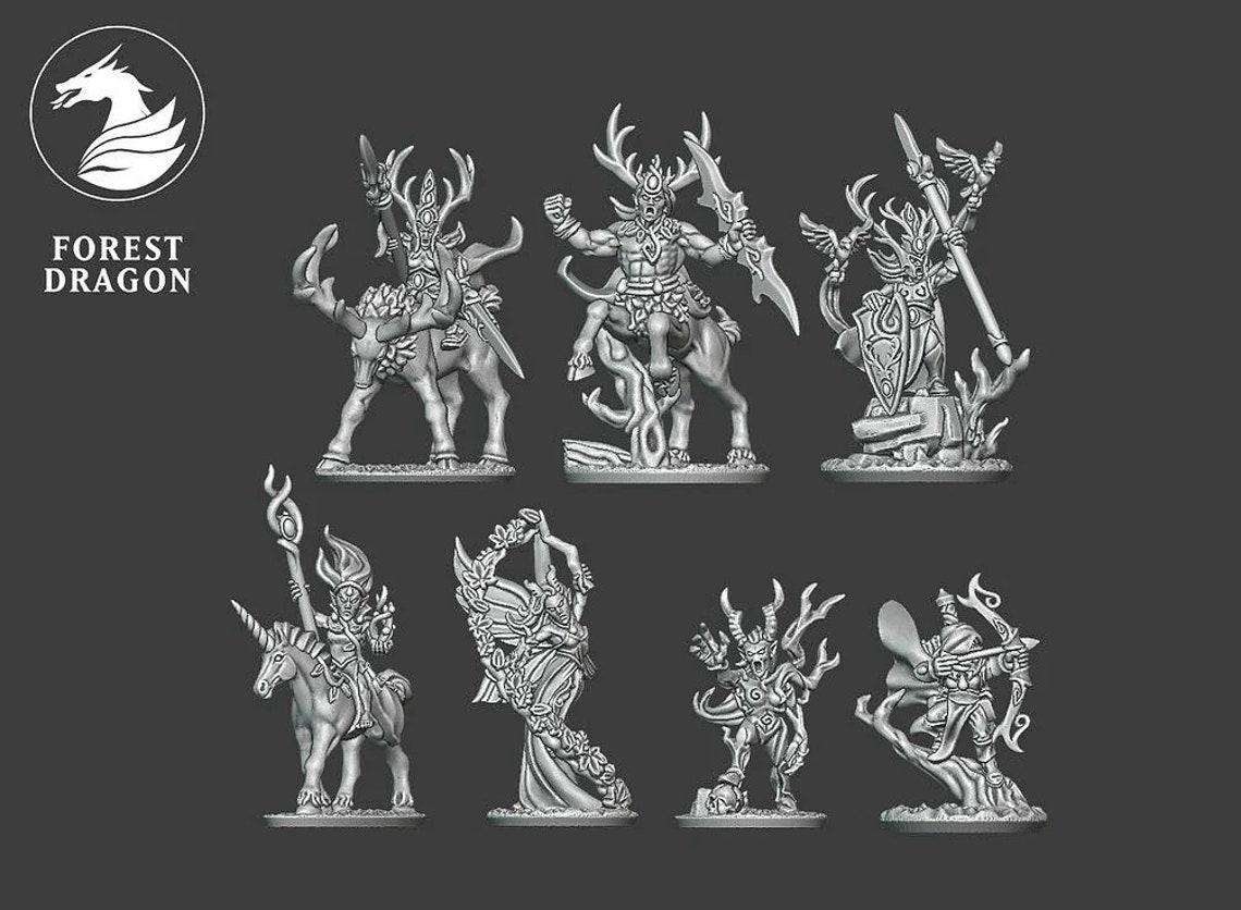 Wood Elves Heroes pack Forest Dragon Warmaster 10mm Etsy