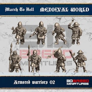 Armored warriors 02 (x8) | 13th Century Western Europe | Medieval World | 3DBreed Miniatures | 15mm scale
