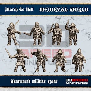 Unarmored Militia Sword (x8) | 13th Century Western Europe | Medieval World | 3DBreed Miniatures | 15mm scale