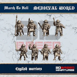 English Warriors (x8) | 13th Century Western Europe | Medieval World | 3DBreed Miniatures | 15mm scale