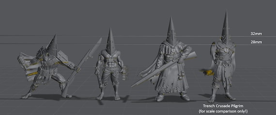 ＊尚様ご購入希望・The Soldier & Witch・高さ２０cm・ Trench Worshippers (x8) | SET1 | 32mm Scale | Onmioji Miniatures