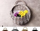 Garden Wall-mounted Flower Basket Large Size Handmade Hanging Rustic flower pot Nest Basket Wicker Rattan Birds Flower 2021 Design Home