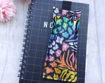 Rainbow Animal Print Glasses Holder Bookmark - Wide Bookmark - A5 Planner or Notebook Accessory - Elasticated