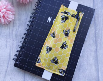Yellow Bee Honeycomb Glasses Holder Bookmark - Wide Bookmark - A5 Planner or Notebook Accessory - Elasticated