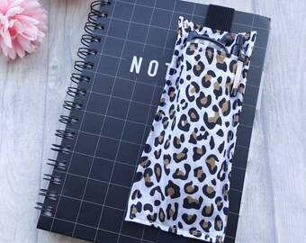 Leopard print Holder Bookmark - Wide Bookmark - A5 Planner or Notebook Accessory - Elasticated