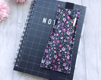 Purple Floral Glasses Holder Bookmark - Wide Bookmark - A5 Planner or Notebook Accessory - Elasticated