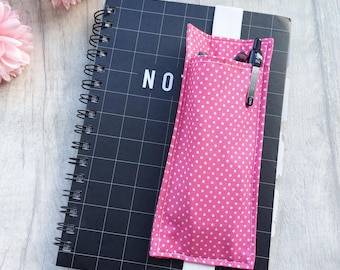 Pink Polka Dot Glasses Holder Bookmark - Wide Bookmark - A5 Planner or Notebook Accessory - Elasticated